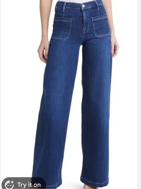 Frame Denim Blue Wide-Leg Stretch Jeans